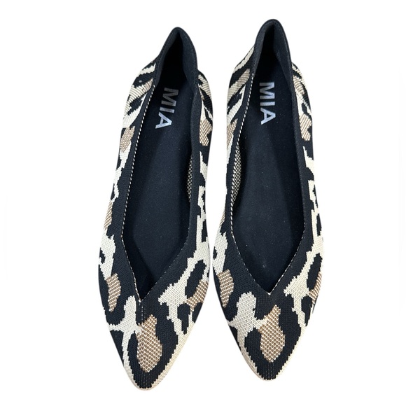 MIA Kerri Leopard Knit Pointed Toe Flats 6 Chic Rothy’s Style Office Wear - Picture 7 of 12
